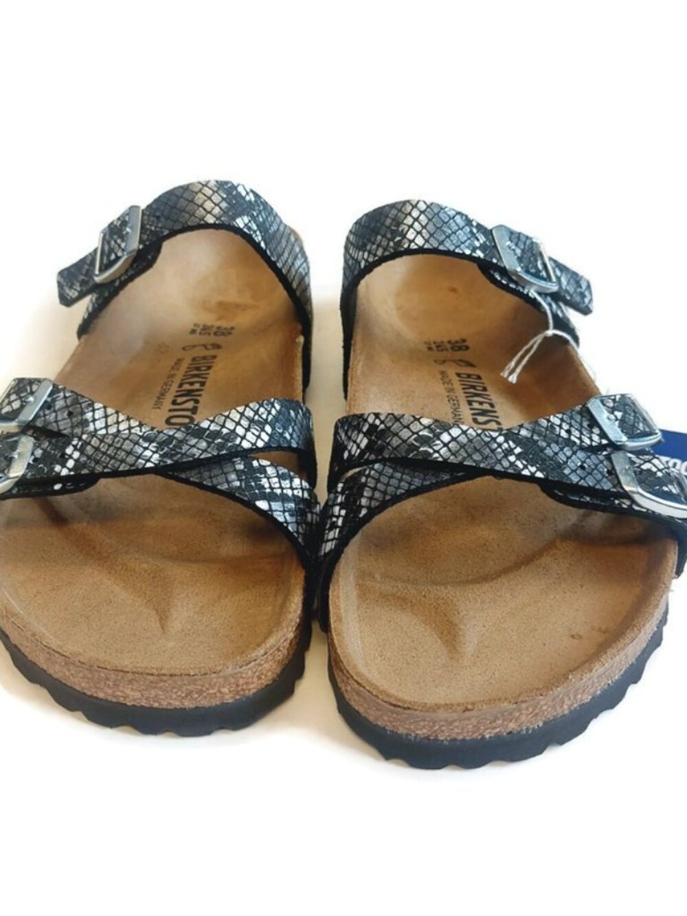 Birkenstock Franca Womens 7 EU 38 Python Birko-Flor Sandals Black Regular Fit - Picture 6 of 9